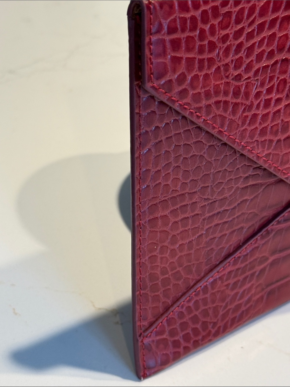 Banana Republic Red Croc-Embossed Envelope Clutch - Picture 3 of 5
